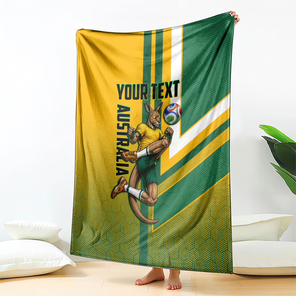 Personalized Australia Soccer Kangaroo Blanket Australia Flag Athletic Mascot Boxing Kangaroo