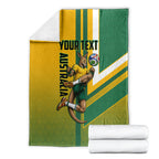 Personalized Australia Soccer Kangaroo Blanket Australia Flag Athletic Mascot Boxing Kangaroo