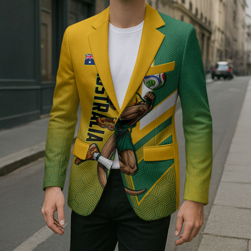 Personalized Australia Soccer Kangaroo Blazer Australia Flag Athletic Mascot Boxing Kangaroo