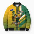 Personalized Australia Soccer Kangaroo Bomber Puffer Jacket Australia Flag Athletic Mascot Boxing Kangaroo