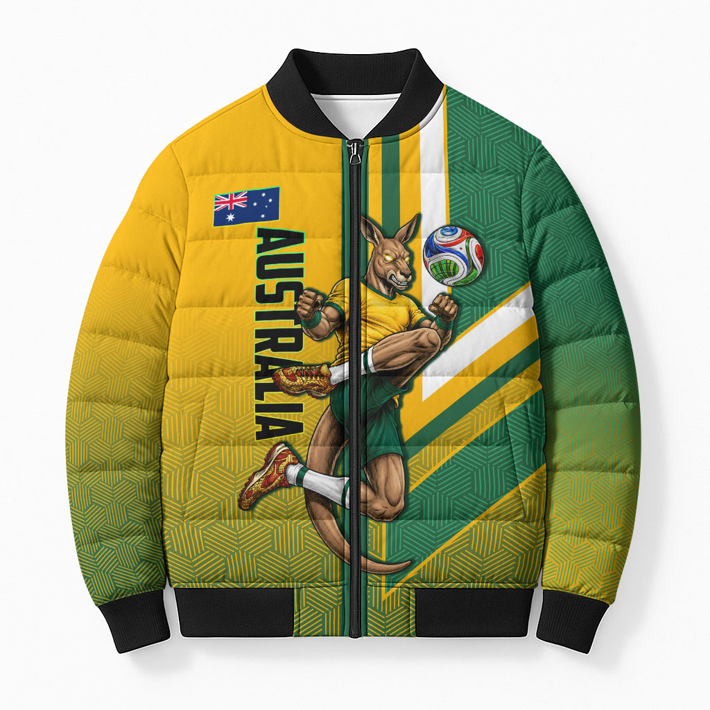 Personalized Australia Soccer Kangaroo Bomber Puffer Jacket Australia Flag Athletic Mascot Boxing Kangaroo