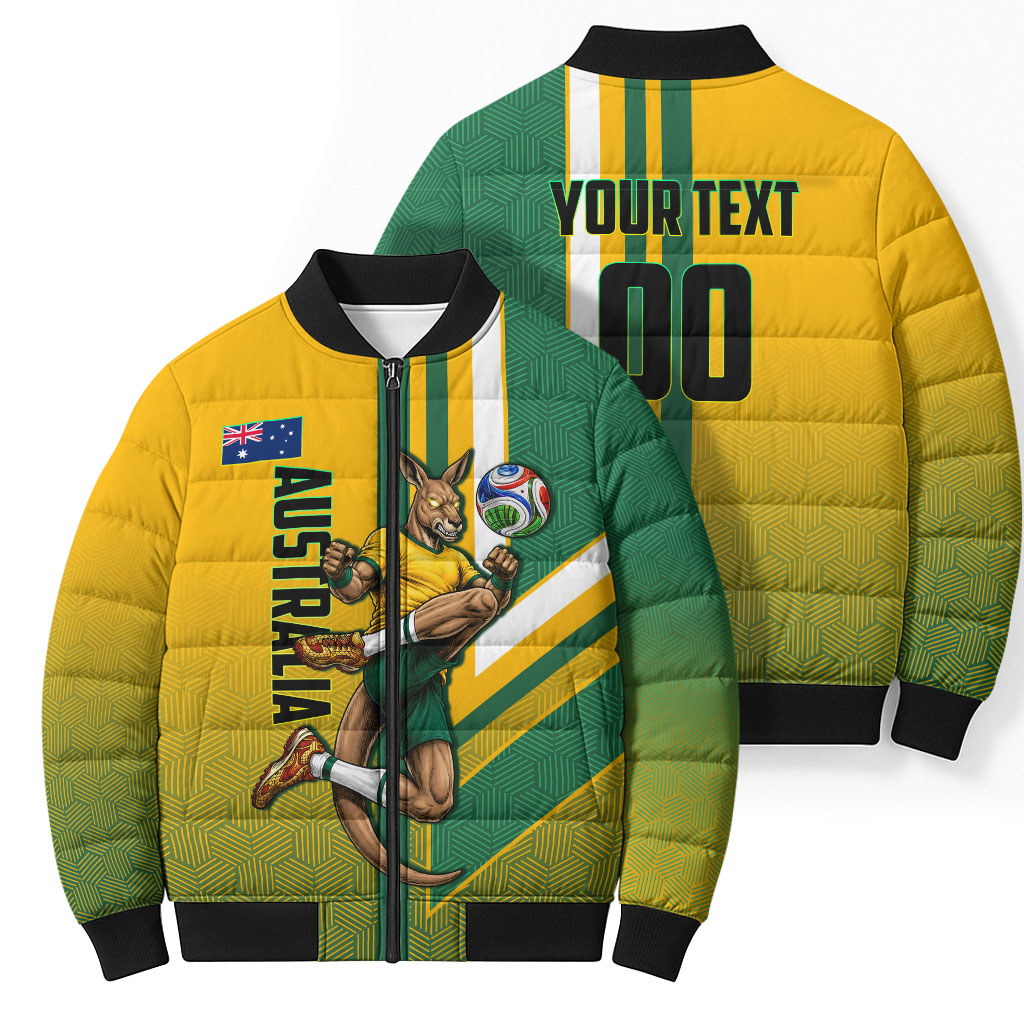 Personalized Australia Soccer Kangaroo Bomber Puffer Jacket Australia Flag Athletic Mascot Boxing Kangaroo