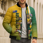 Personalized Australia Soccer Kangaroo Bomber Puffer Jacket Australia Flag Athletic Mascot Boxing Kangaroo