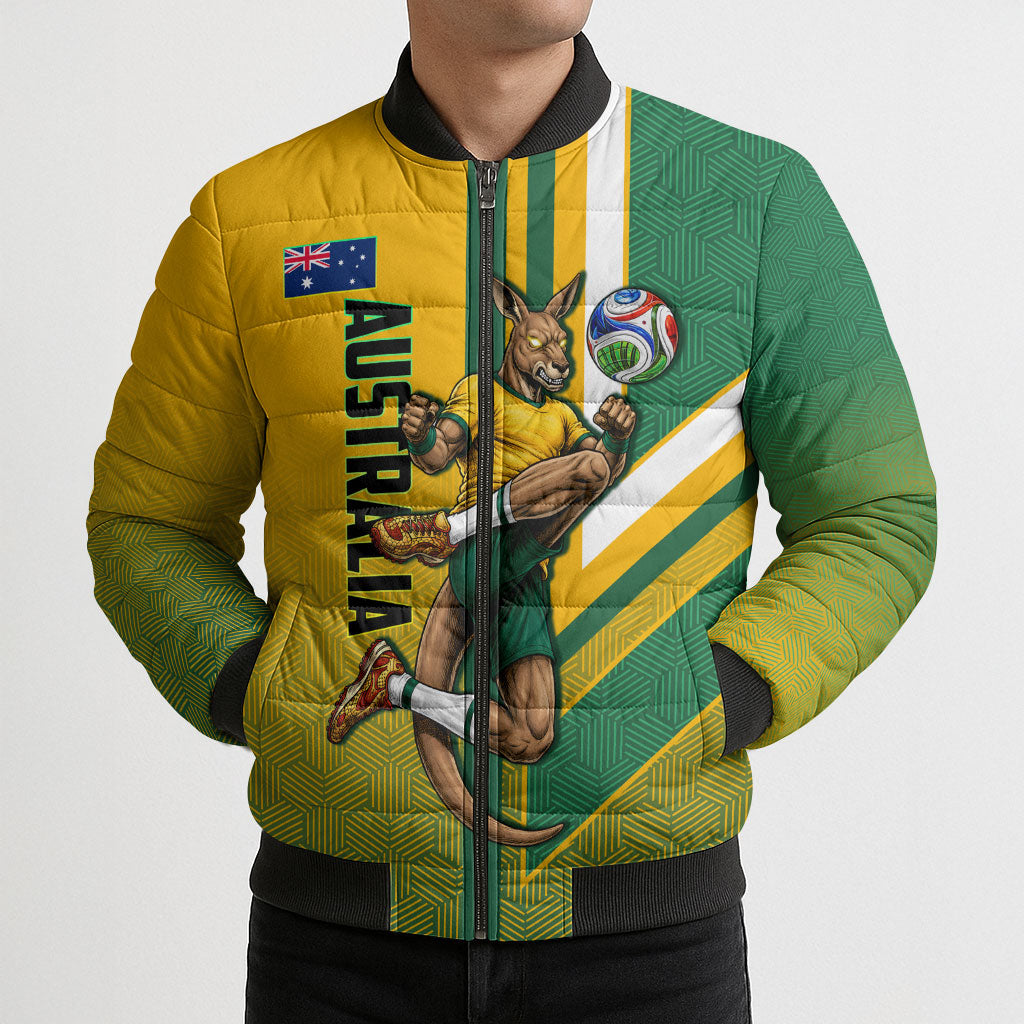 Personalized Australia Soccer Kangaroo Bomber Puffer Jacket Australia Flag Athletic Mascot Boxing Kangaroo