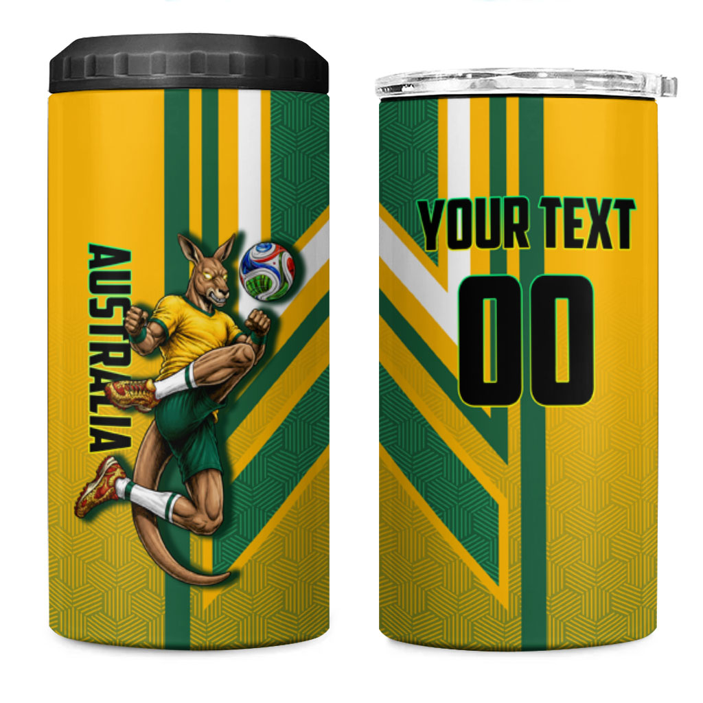 Personalized Australia Soccer Kangaroo 4 in 1 Can Cooler Tumbler Australia Flag Athletic Mascot Boxing Kangaroo