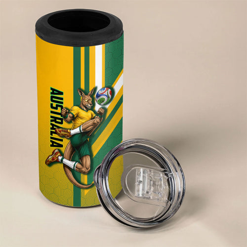 Personalized Australia Soccer Kangaroo 4 in 1 Can Cooler Tumbler Australia Flag Athletic Mascot Boxing Kangaroo