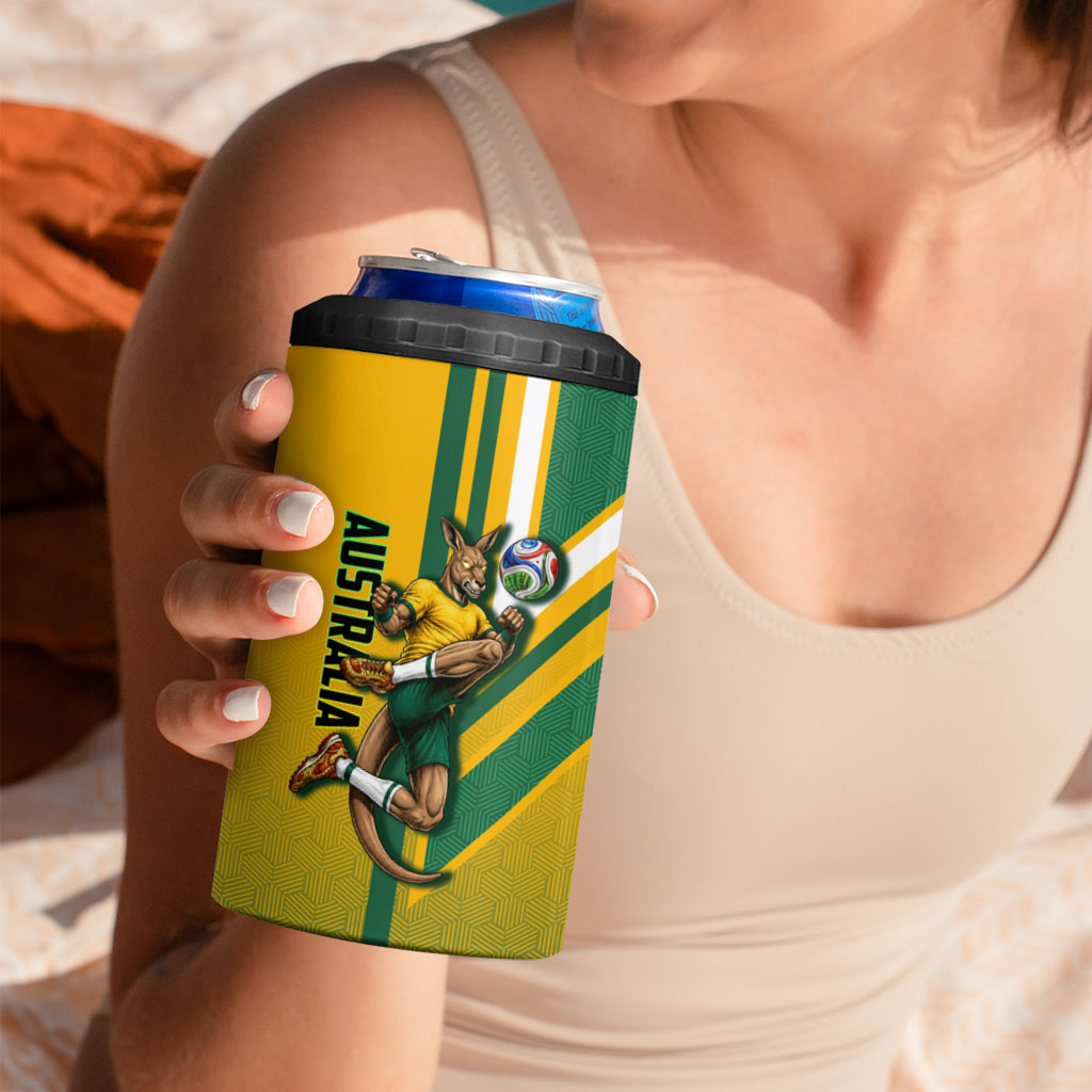 Personalized Australia Soccer Kangaroo 4 in 1 Can Cooler Tumbler Australia Flag Athletic Mascot Boxing Kangaroo