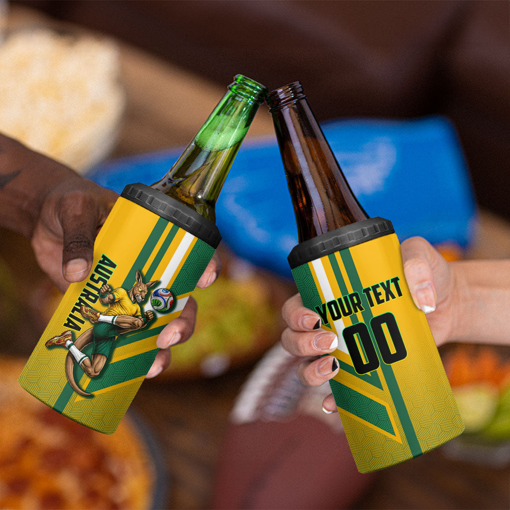 Personalized Australia Soccer Kangaroo 4 in 1 Can Cooler Tumbler Australia Flag Athletic Mascot Boxing Kangaroo