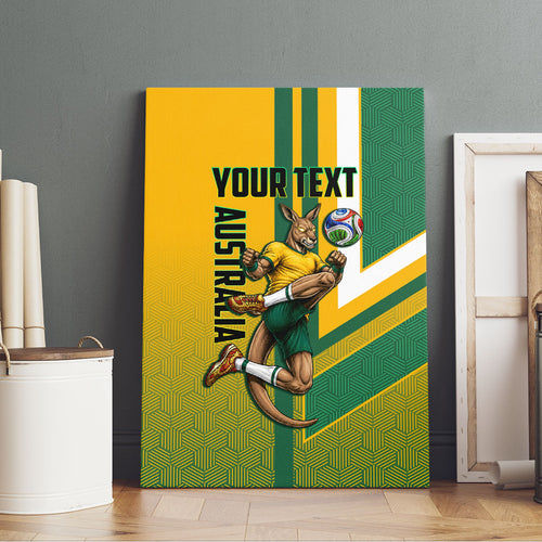 Personalized Australia Soccer Kangaroo Canvas Wall Art Australia Flag Athletic Mascot Boxing Kangaroo