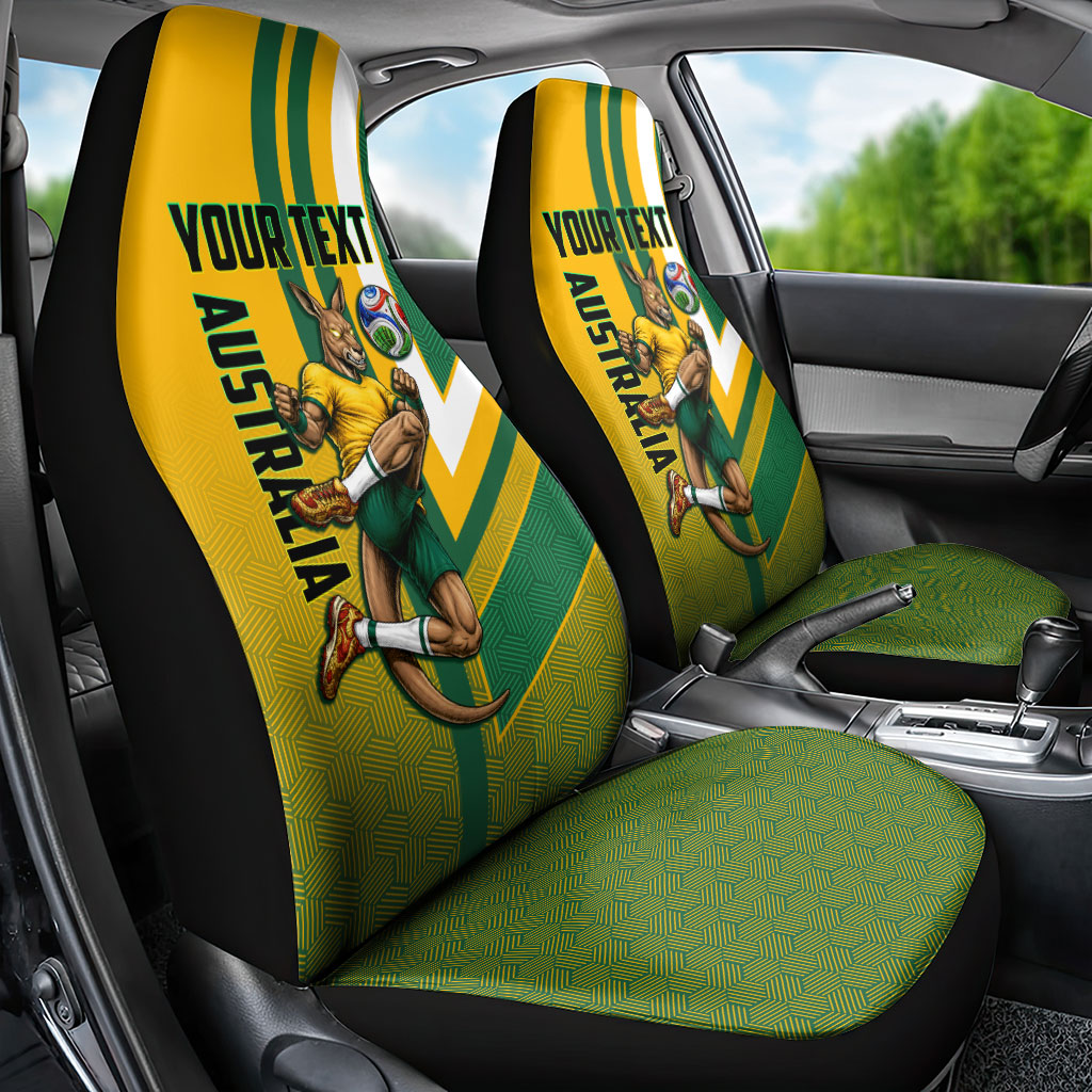Personalized Australia Soccer Kangaroo Car Seat Cover Australia Flag Athletic Mascot Boxing Kangaroo