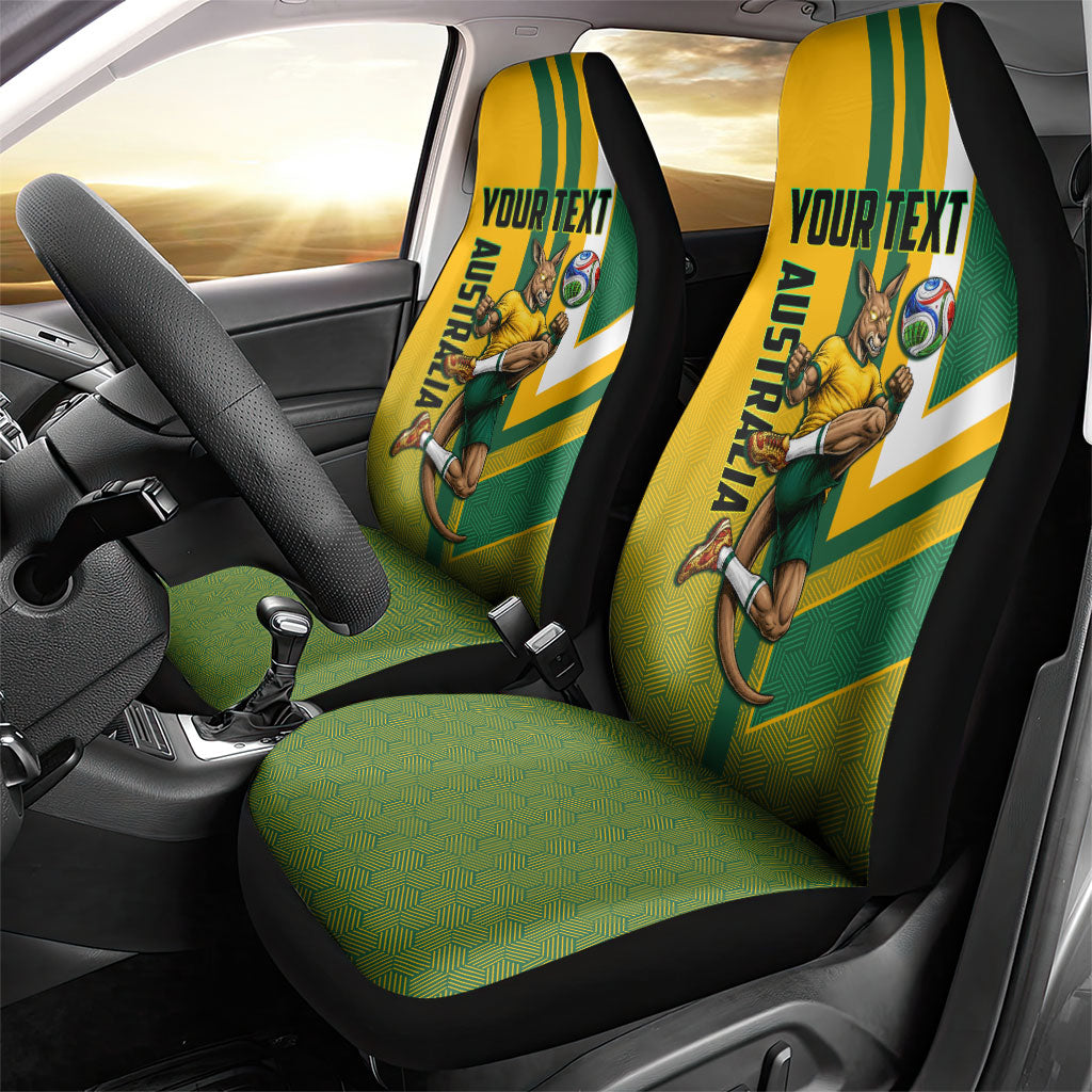 Personalized Australia Soccer Kangaroo Car Seat Cover Australia Flag Athletic Mascot Boxing Kangaroo