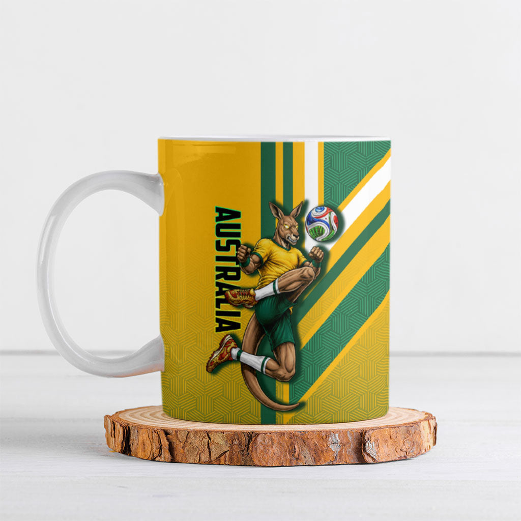 Personalized Australia Soccer Kangaroo Ceramic Mug Australia Flag Athletic Mascot Boxing Kangaroo