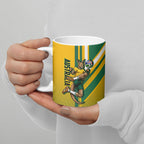 Personalized Australia Soccer Kangaroo Ceramic Mug Australia Flag Athletic Mascot Boxing Kangaroo