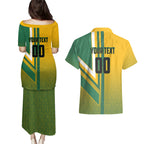 Personalized Australia Soccer Kangaroo Couples Matching Puletasi and Hawaiian Shirt Australia Flag Athletic Mascot Boxing Kangaroo