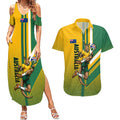 Personalized Australia Soccer Kangaroo Couples Matching Summer Maxi Dress and Hawaiian Shirt Australia Flag Athletic Mascot Boxing Kangaroo