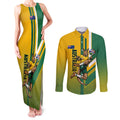 Personalized Australia Soccer Kangaroo Couples Matching Tank Maxi Dress and Long Sleeve Button Shirt Australia Flag Athletic Mascot Boxing Kangaroo
