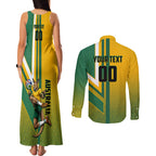 Personalized Australia Soccer Kangaroo Couples Matching Tank Maxi Dress and Long Sleeve Button Shirt Australia Flag Athletic Mascot Boxing Kangaroo