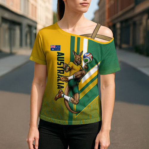 Personalized Australia Soccer Kangaroo Cross Shoulder Shirt Australia Flag Athletic Mascot Boxing Kangaroo
