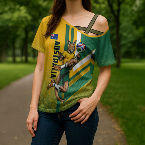 Personalized Australia Soccer Kangaroo Cross Shoulder Shirt Australia Flag Athletic Mascot Boxing Kangaroo