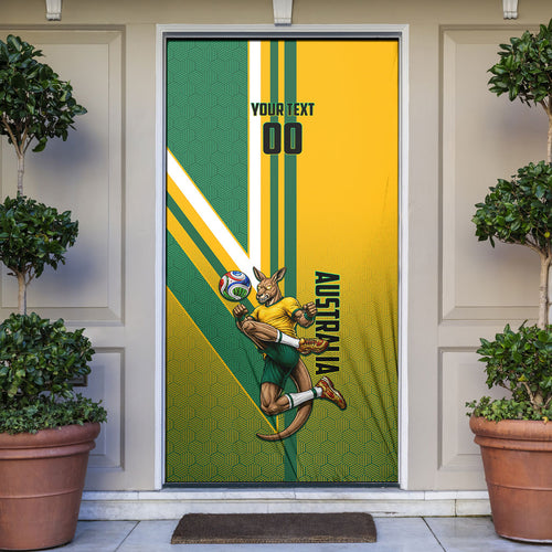 Personalized Australia Soccer Kangaroo Door Cover Australia Flag Athletic Mascot Boxing Kangaroo