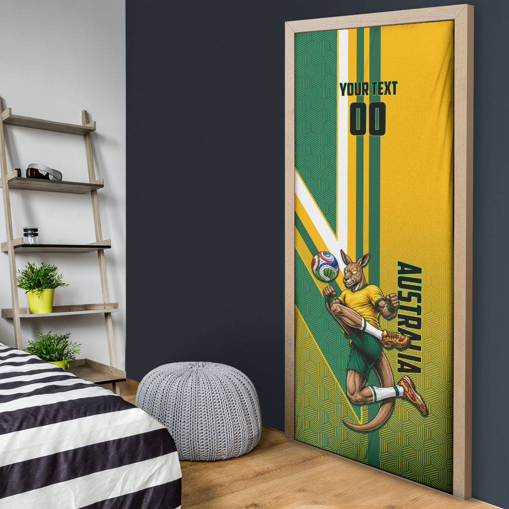 Personalized Australia Soccer Kangaroo Door Cover Australia Flag Athletic Mascot Boxing Kangaroo