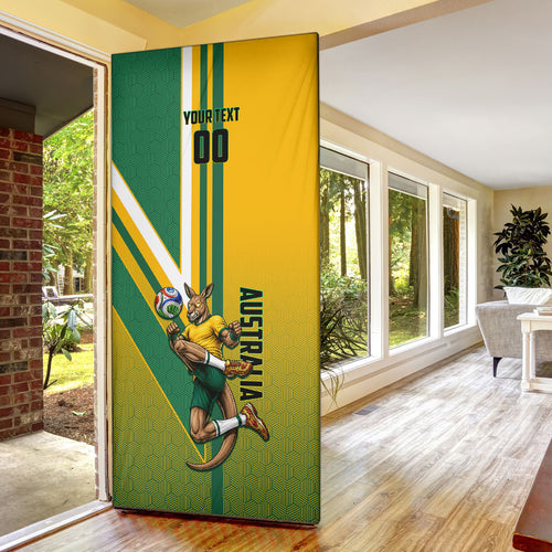 Personalized Australia Soccer Kangaroo Door Cover Australia Flag Athletic Mascot Boxing Kangaroo
