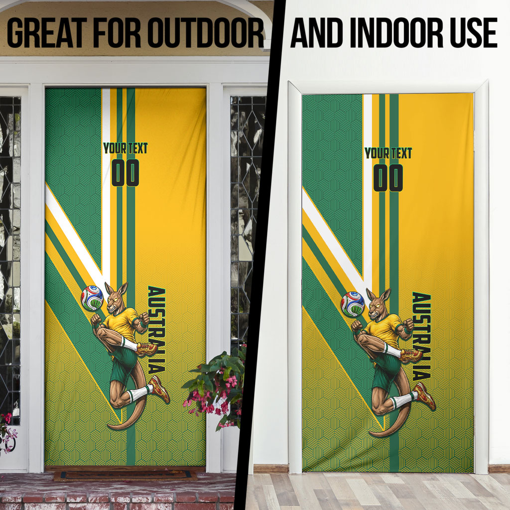 Personalized Australia Soccer Kangaroo Door Cover Australia Flag Athletic Mascot Boxing Kangaroo