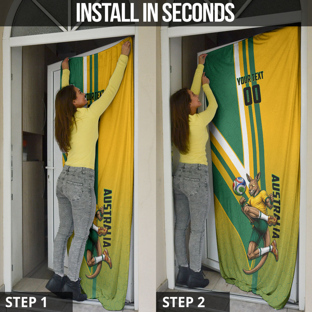 Personalized Australia Soccer Kangaroo Door Cover Australia Flag Athletic Mascot Boxing Kangaroo