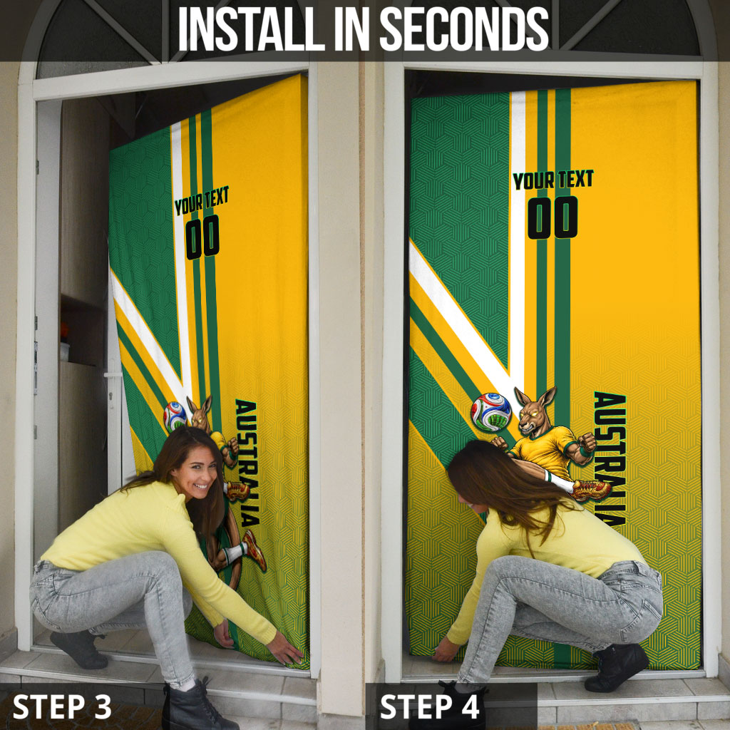 Personalized Australia Soccer Kangaroo Door Cover Australia Flag Athletic Mascot Boxing Kangaroo