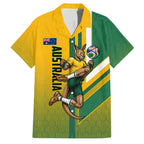 Personalized Australia Soccer Kangaroo Family Matching Long Sleeve Bodycon Dress and Hawaiian Shirt Australia Flag Athletic Mascot Boxing Kangaroo