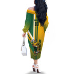 Personalized Australia Soccer Kangaroo Family Matching Off The Shoulder Long Sleeve Dress and Hawaiian Shirt Australia Flag Athletic Mascot Boxing Kangaroo