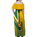 Personalized Australia Soccer Kangaroo Family Matching Off Shoulder Maxi Dress and Hawaiian Shirt Australia Flag Athletic Mascot Boxing Kangaroo