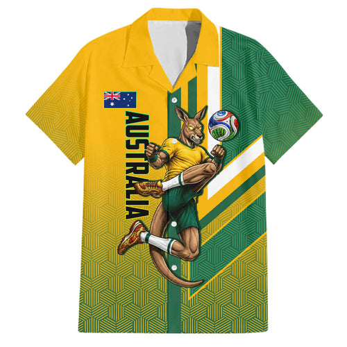 Personalized Australia Soccer Kangaroo Family Matching Off Shoulder Short Dress and Hawaiian Shirt Australia Flag Athletic Mascot Boxing Kangaroo
