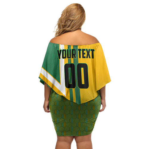 Personalized Australia Soccer Kangaroo Family Matching Off Shoulder Short Dress and Hawaiian Shirt Australia Flag Athletic Mascot Boxing Kangaroo
