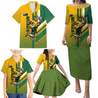 Personalized Australia Soccer Kangaroo Family Matching Puletasi and Hawaiian Shirt Australia Flag Athletic Mascot Boxing Kangaroo