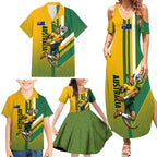 Personalized Australia Soccer Kangaroo Family Matching Summer Maxi Dress and Hawaiian Shirt Australia Flag Athletic Mascot Boxing Kangaroo
