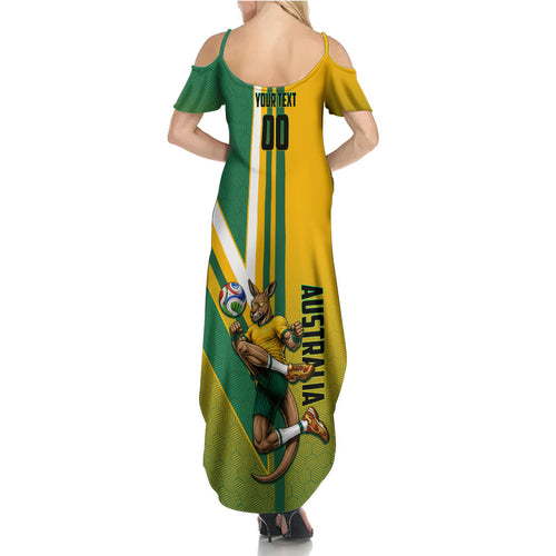 Personalized Australia Soccer Kangaroo Family Matching Summer Maxi Dress and Hawaiian Shirt Australia Flag Athletic Mascot Boxing Kangaroo