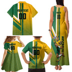 Personalized Australia Soccer Kangaroo Family Matching Tank Maxi Dress and Hawaiian Shirt Australia Flag Athletic Mascot Boxing Kangaroo