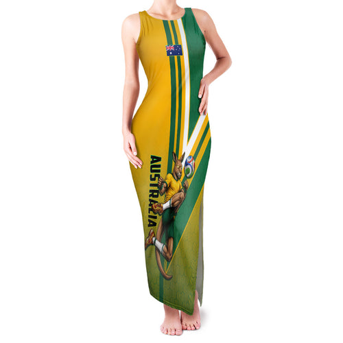 Personalized Australia Soccer Kangaroo Family Matching Tank Maxi Dress and Hawaiian Shirt Australia Flag Athletic Mascot Boxing Kangaroo