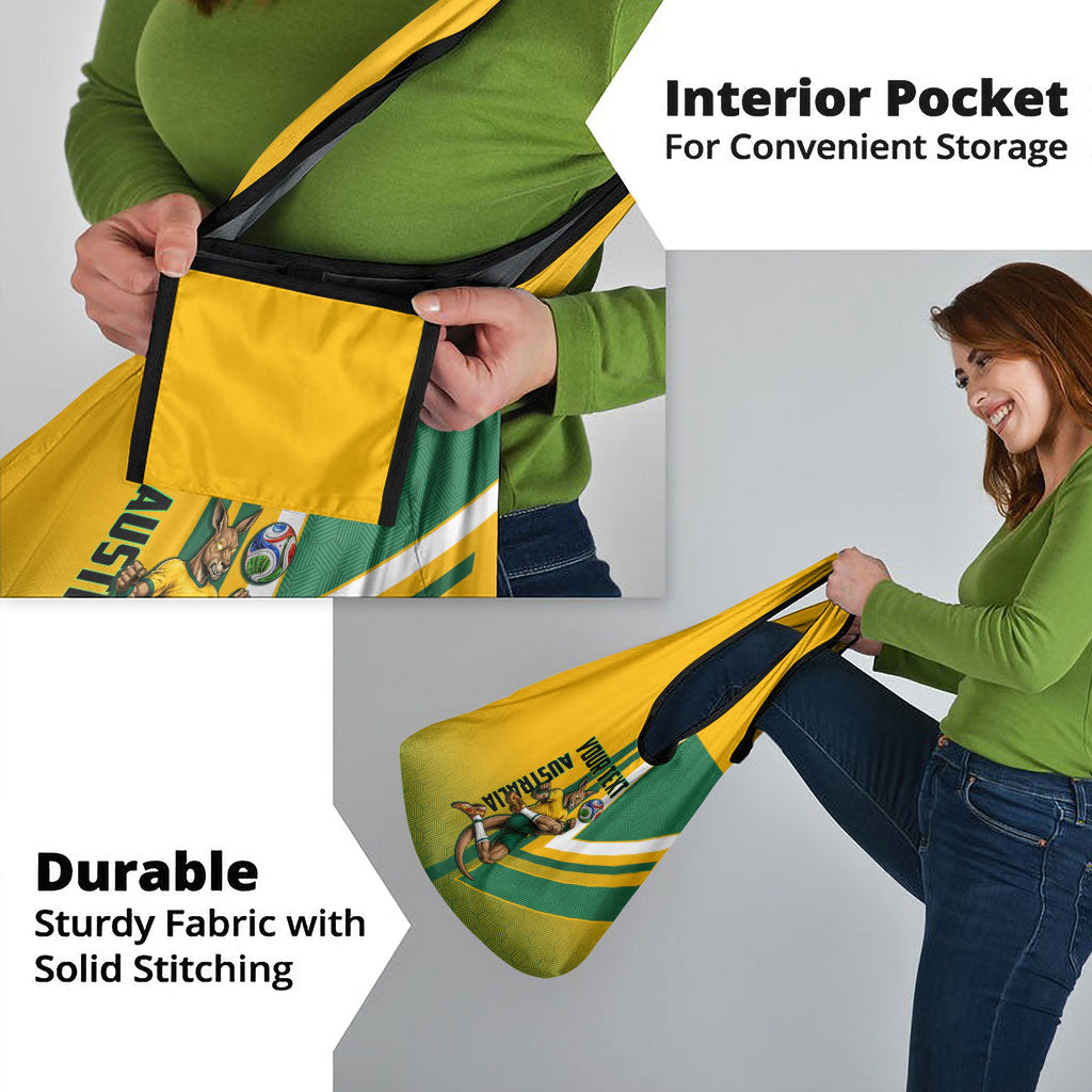 Personalized Australia Soccer Kangaroo Grocery Bag Australia Flag Athletic Mascot Boxing Kangaroo