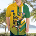 Personalized Australia Soccer Kangaroo Hawaiian Shirt Australia Flag Athletic Mascot Boxing Kangaroo