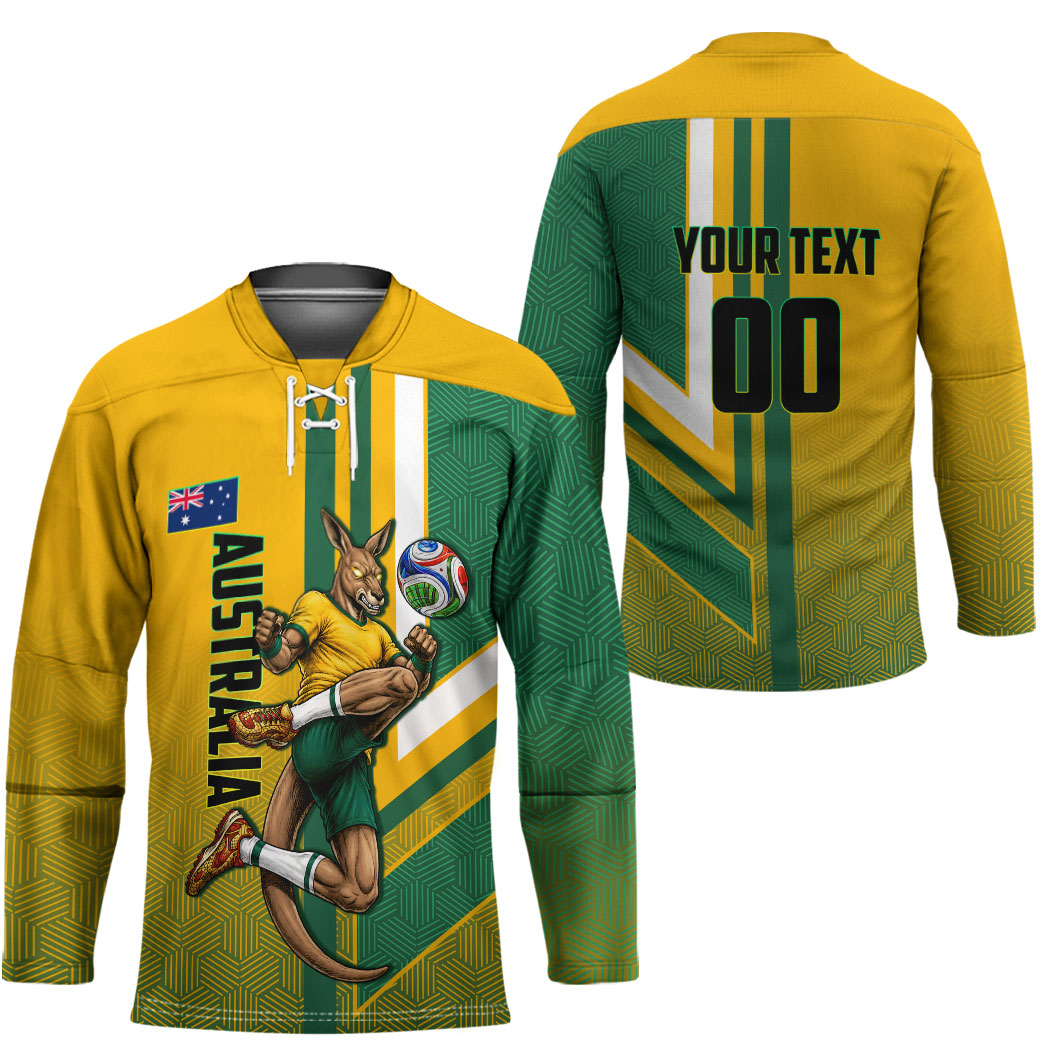 Personalized Australia Soccer Kangaroo Hockey Jersey Australia Flag Athletic Mascot Boxing Kangaroo