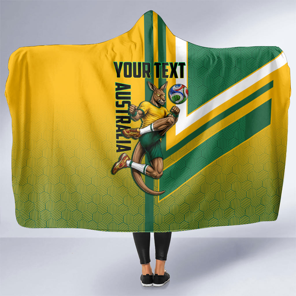 Personalized Australia Soccer Kangaroo Hooded Blanket Australia Flag Athletic Mascot Boxing Kangaroo