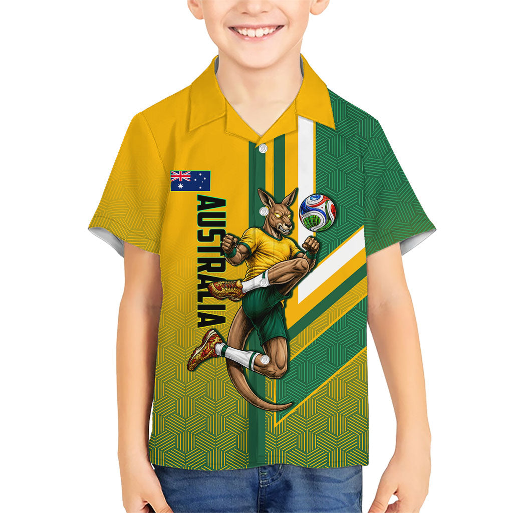 Personalized Australia Soccer Kangaroo Kid Hawaiian Shirt Australia Flag Athletic Mascot Boxing Kangaroo