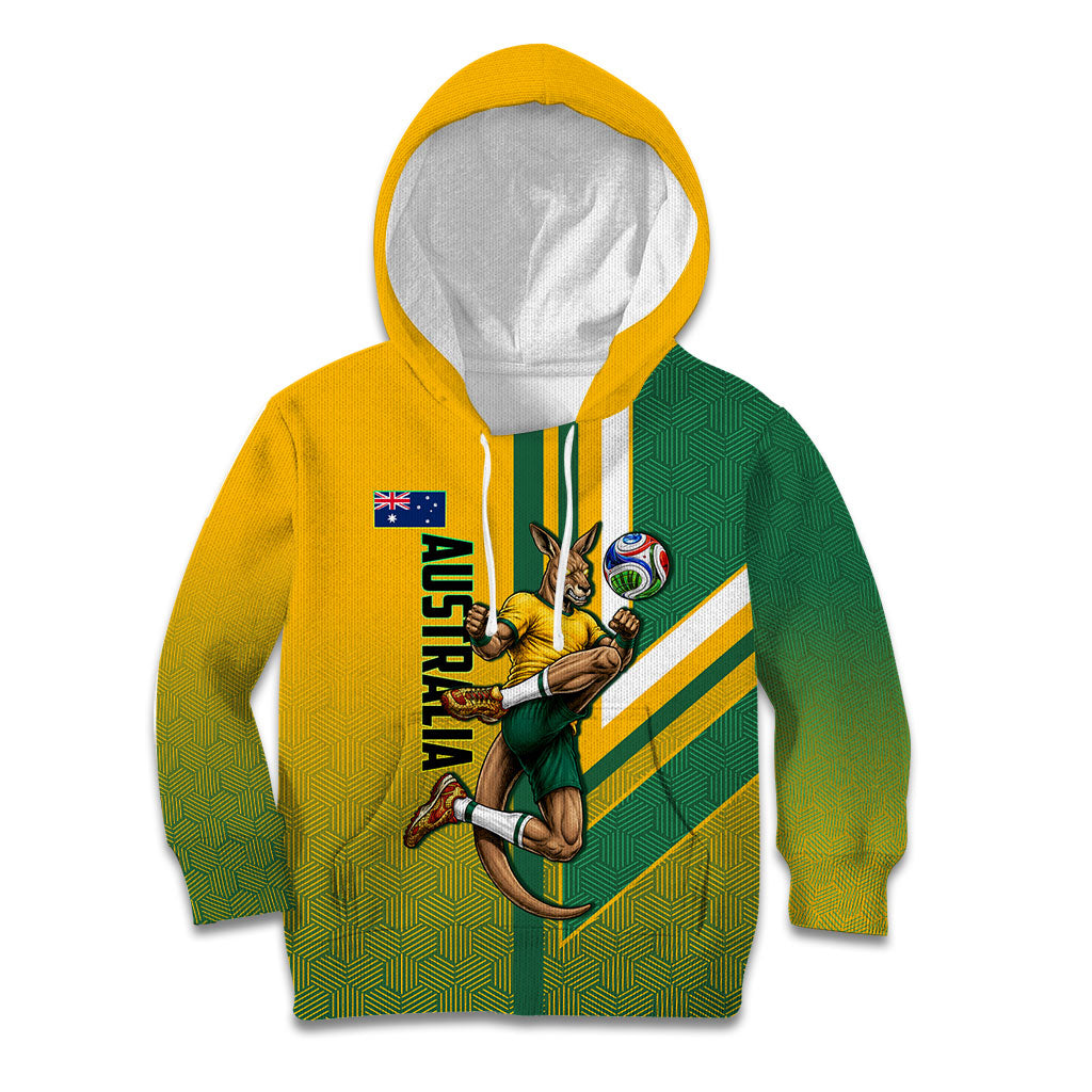 Personalized Australia Soccer Kangaroo Kid Hoodie Australia Flag Athletic Mascot Boxing Kangaroo