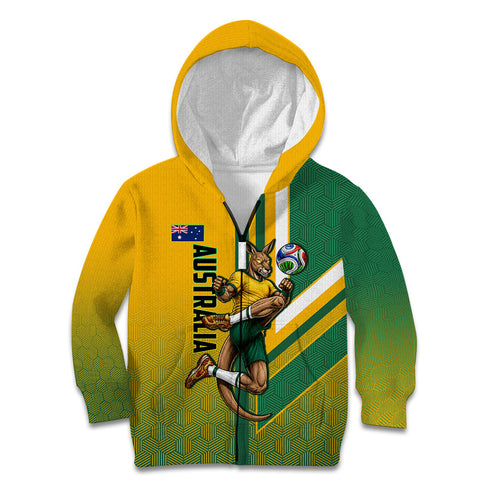 Personalized Australia Soccer Kangaroo Kid Hoodie Australia Flag Athletic Mascot Boxing Kangaroo