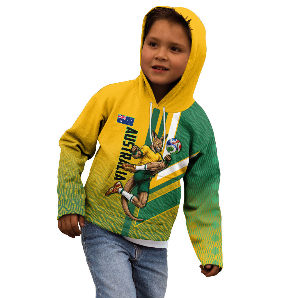 Personalized Australia Soccer Kangaroo Kid Hoodie Australia Flag Athletic Mascot Boxing Kangaroo