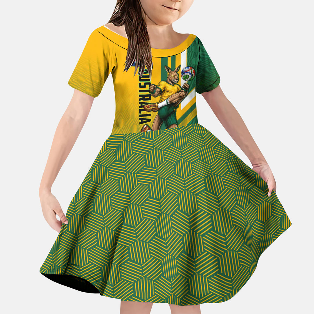 Personalized Australia Soccer Kangaroo Kid Short Sleeve Dress Australia Flag Athletic Mascot Boxing Kangaroo