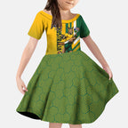 Personalized Australia Soccer Kangaroo Kid Short Sleeve Dress Australia Flag Athletic Mascot Boxing Kangaroo