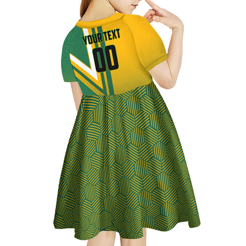 Personalized Australia Soccer Kangaroo Kid Short Sleeve Dress Australia Flag Athletic Mascot Boxing Kangaroo